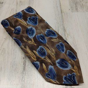 Southbrooke Men's Tie 100% Silk Gray Blue Watercolor Flowers
